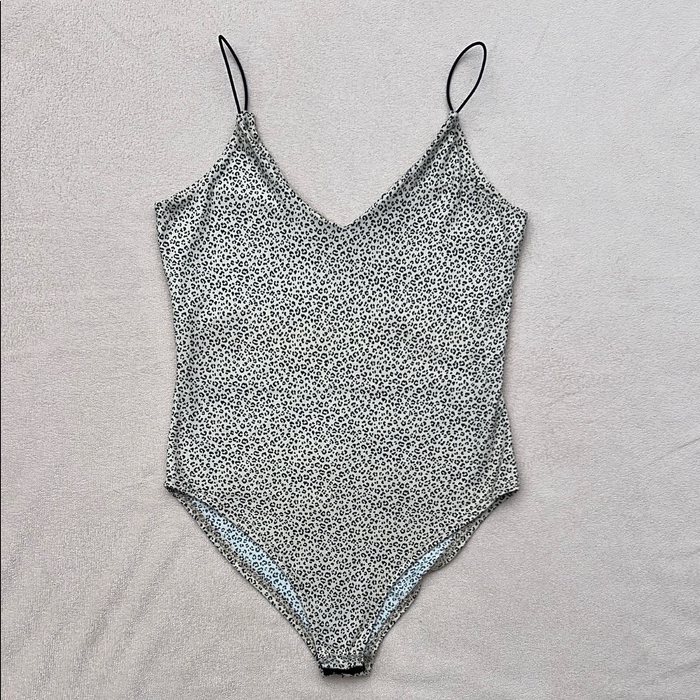 Gaze XS leopard print bodysuit with thin elastic straps